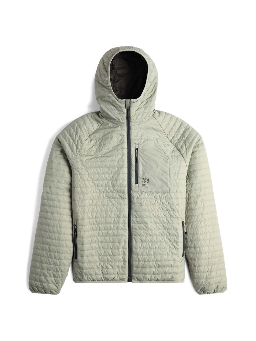Topo Designs Men’s Hooded Packable Puffer Jacket - Global Puffer Hoodie - Sage